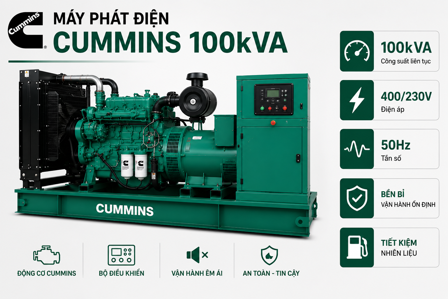 hướng dẫn bảo dưỡng Cummins 100kVA