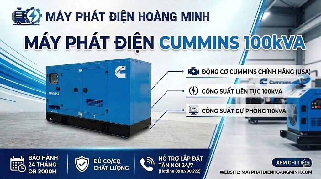 Máy Phát Điện Cummins 100kVA MÁY PHÁT ĐIỆN HOÀNG MINH