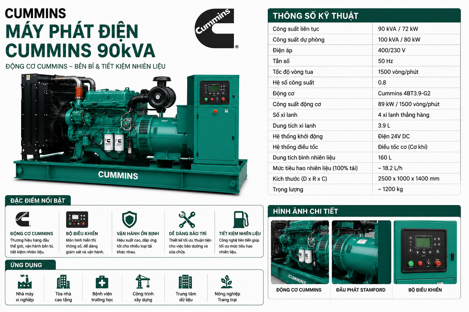 cách lắp đặt máy phát Cummins 90kVA