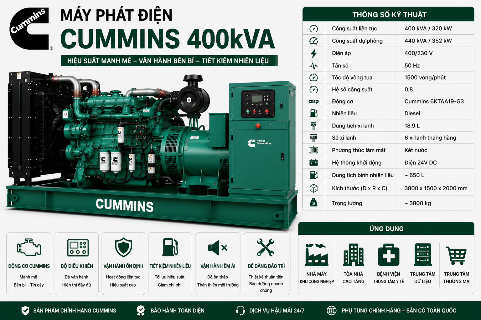 hướng dẫn lắp đặt máy Cummins 400kVA