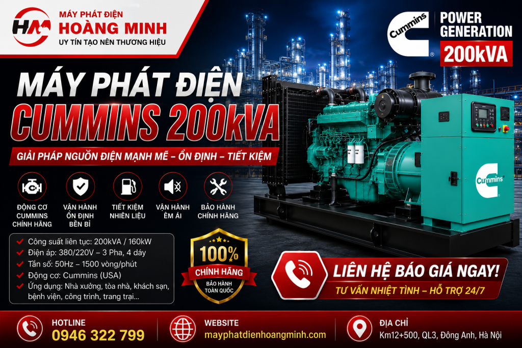 Máy Phát Điện Cummins 200kVA của MÁY PHÁT ĐIỆN HOÀNG MINH
