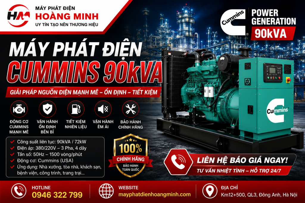 Máy Phát Điện Cummins 90kVA của MÁY PHÁT ĐIỆN HOÀNG MINH