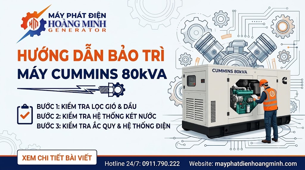cách bảo trì máy Cummins 80kVA của MÁY PHÁT ĐIỆN HOÀNG MINH