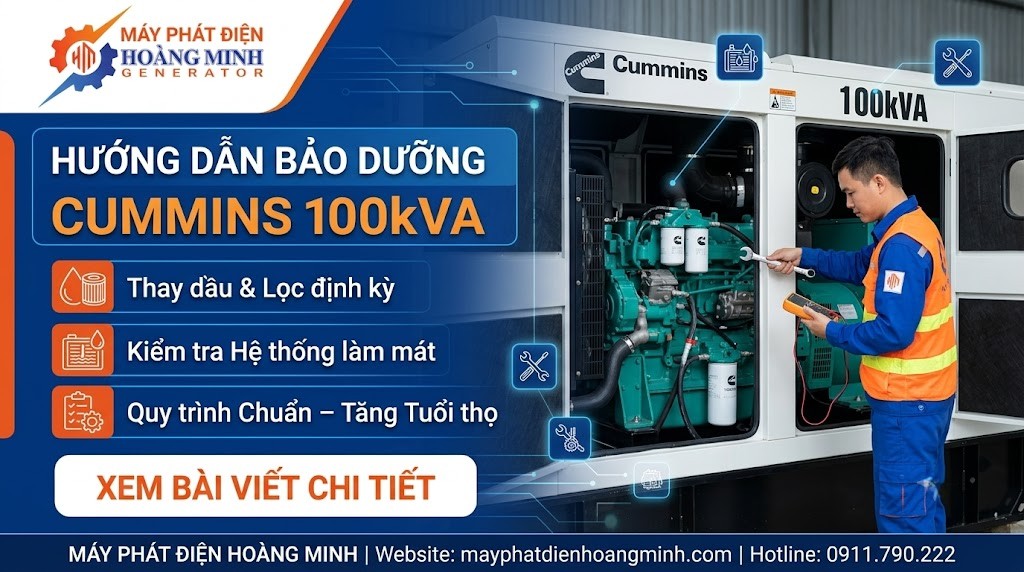 hướng dẫn bảo dưỡng Cummins 100kVA của MÁY PHÁT ĐIỆN HOÀNG MINH