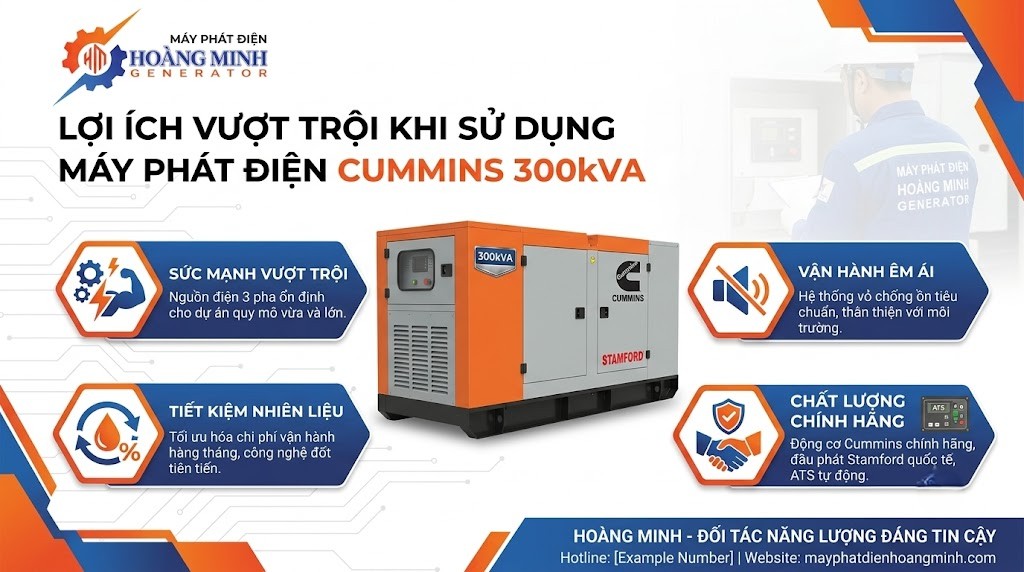 lợi ích dùng máy phát Cummins 300kVA