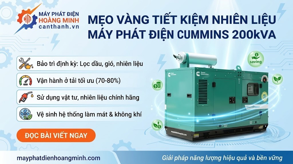 mẹo tiết kiệm nhiên liệu Cummins 200kVA của MÁY PHÁT ĐIỆN HOÀNG MINH