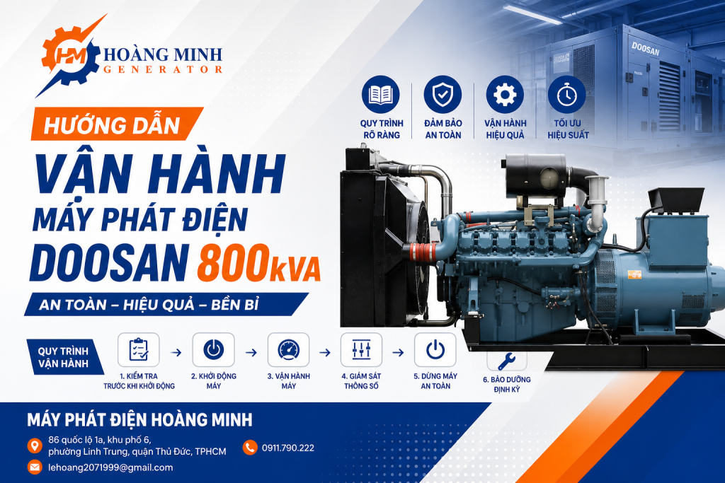 hướng dẫn vận hành máy phát điện Doosan 800kVA