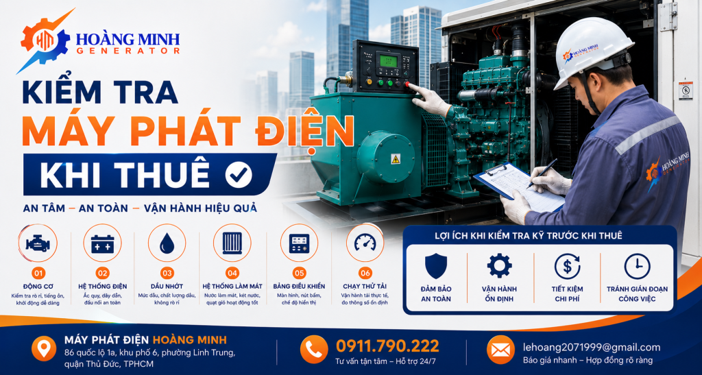 Kiểm tra máy phát điện khi thuê